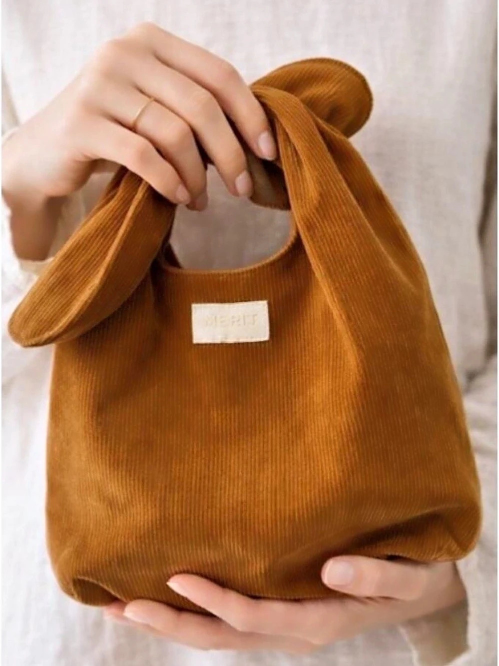 Limited Edition Meriit Corduroy Cosmetic Bag in Brown NWT